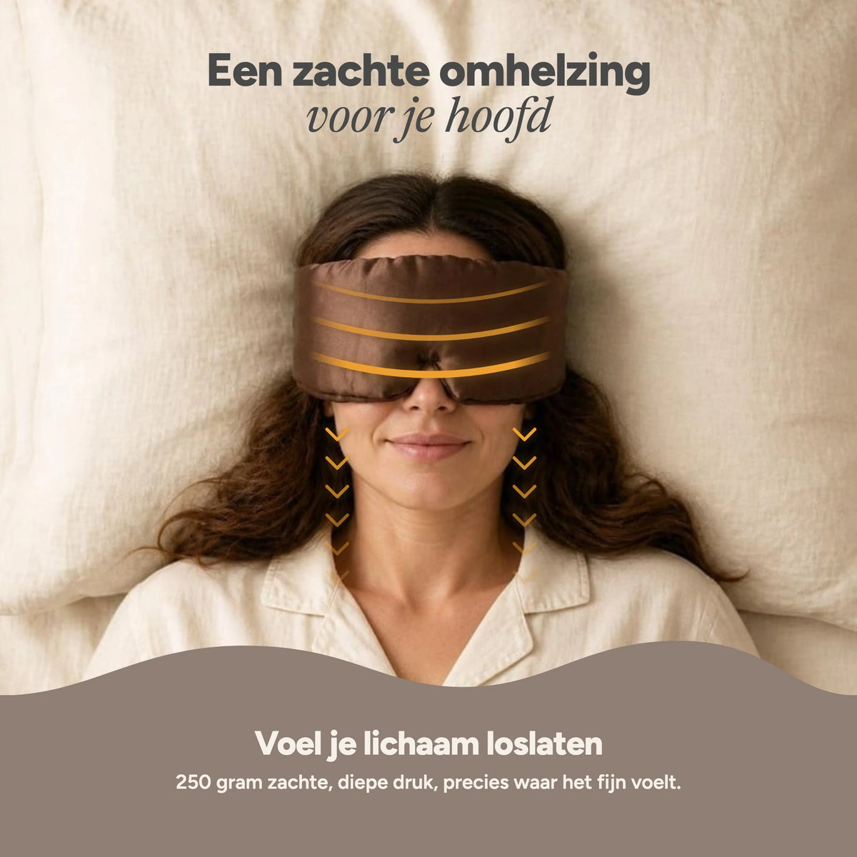 Een zachte omhelzing voor je hoofd: 250 gram zachte, diepe druk van het Nera slaapmasker